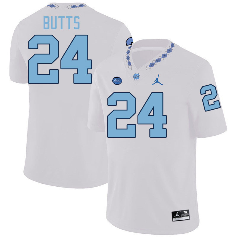 #24 Javion Butts North Carolina Tar Heels College Football Jersey Stitched-White